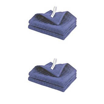 4 Packs Cotton Waffle Weave Kitchen Towels Solid Color Dish Cloths with Hanging Loop 12" x 12"