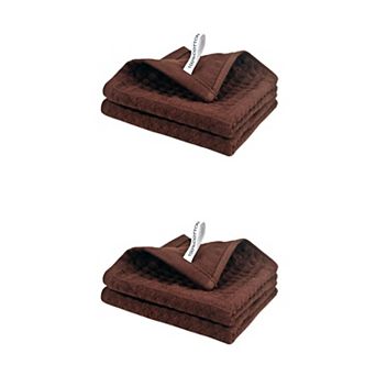 4 Packs Cotton Waffle Weave Kitchen Towels Solid Color Dish Cloths with Hanging Loop 12" x 12"