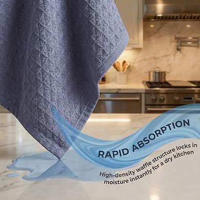 4 Packs Cotton Waffle Weave Kitchen Towels, Solid Color Dish Cloths with Hanging Loop 12" x 12"
