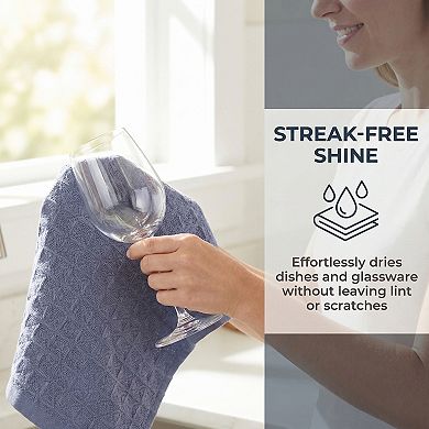 4 Packs Cotton Waffle Weave Kitchen Towels, Solid Color Dish Cloths with Hanging Loop 12" x 12"