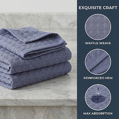 4 Packs Cotton Waffle Weave Kitchen Towels, Solid Color Dish Cloths with Hanging Loop 12" x 12"