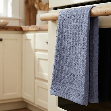 4 Packs Cotton Waffle Weave Kitchen Towels, Solid Color Dish Cloths with Hanging Loop 12" x 12"