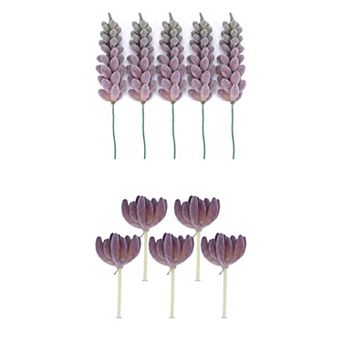 10 Packs Realistic Flocked Artificial Succulents Echeveria Picks 3.5" Unpotted Plant