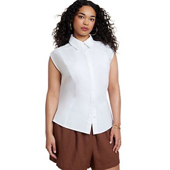 ELOQUII Women's Plus Size Button Up Shirt With Open Back