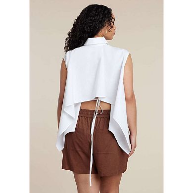 ELOQUII Women's Plus Size Button Up Shirt With Open Back