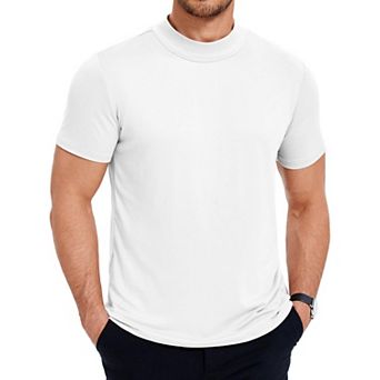 COOFANDY Mens Mock Turtleneck T-Shirts Short Sleeve Solid Color Basic Slim Fit Pullover Tees
