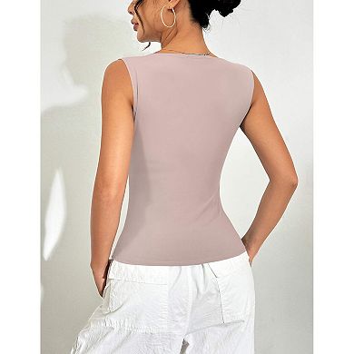 Zeagoo Women' 2Pcs Slim Fit Sleeveless Crop Tank Tops Crew Neck Basic Tee