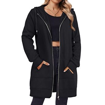 Zeagoo Women's Zip Up Hoodies Fleece Jacket Oversized Tunic Hooded Sweatshirt with Pockets