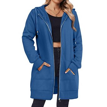 Zeagoo Women's Zip Up Hoodies Fleece Jacket Oversized Tunic Hooded Sweatshirt with Pockets