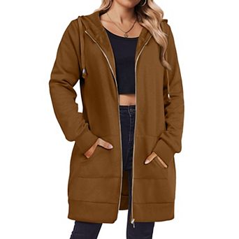 Zeagoo Women's Zip Up Hoodies Fleece Jacket Oversized Tunic Hooded Sweatshirt with Pockets