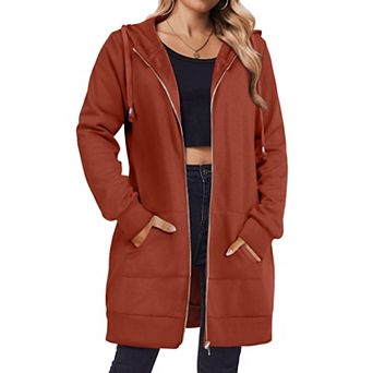Zeagoo Women's Zip Up Hoodies Fleece Jacket Oversized Tunic Hooded Sweatshirt with Pockets
