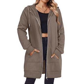 Zeagoo Women's Zip Up Hoodies Fleece Jacket Oversized Tunic Hooded Sweatshirt with Pockets