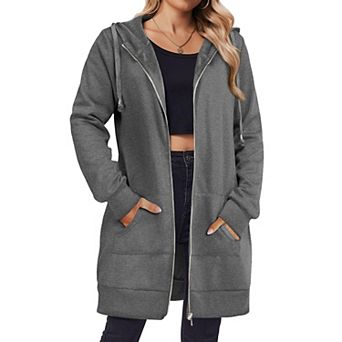 Zeagoo Women's Zip Up Hoodies Fleece Jacket Oversized Tunic Hooded Sweatshirt with Pockets
