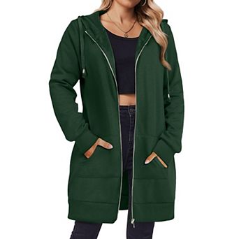 Zeagoo Women's Zip Up Hoodies Fleece Jacket Oversized Tunic Hooded Sweatshirt with Pockets