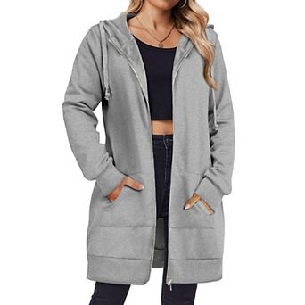 Zeagoo Women's Zip Up Hoodies Fleece Jacket Oversized Tunic Hooded Sweatshirt with Pockets