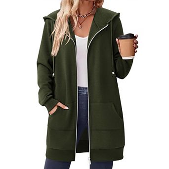 Zeagoo Women's Zip Up Hoodies Fleece Jacket Oversized Tunic Hooded Sweatshirt with Pockets