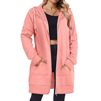 Zeagoo Women's Zip Up Hoodies Fleece Jacket Oversized Tunic Hooded Sweatshirt with Pockets