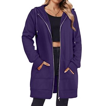 Zeagoo Women's Zip Up Hoodies Fleece Jacket Oversized Tunic Hooded Sweatshirt with Pockets