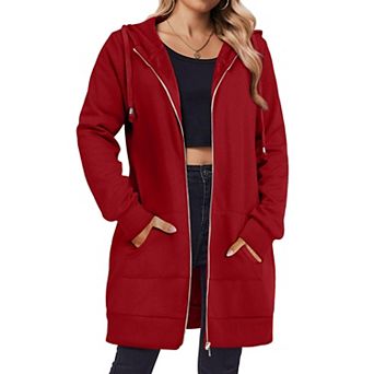 Zeagoo Women's Zip Up Hoodies Fleece Jacket Oversized Tunic Hooded Sweatshirt with Pockets