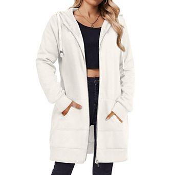 Zeagoo Women's Zip Up Hoodies Fleece Jacket Oversized Tunic Hooded Sweatshirt with Pockets