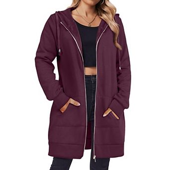 Zeagoo Women's Zip Up Hoodies Fleece Jacket Oversized Tunic Hooded Sweatshirt with Pockets