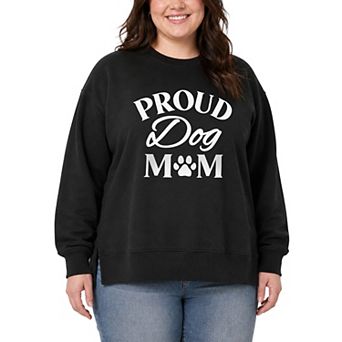 Plus Size Proud Dog Mom Oversized Fleece Crew Sweatshirt
