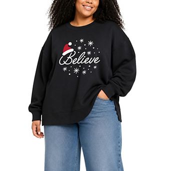 Plus Size Believe Oversized Fleece Crew Sweatshirt