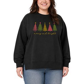 Plus Size Merry & Bright Oversized Fleece Crew Sweatshirt