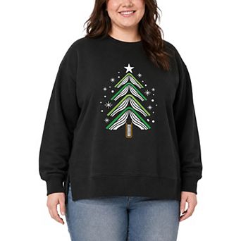 Plus Size Book Christmas Tree Oversized Fleece Crew Sweatshirt