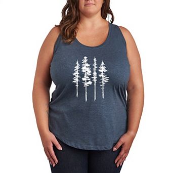 Plus Size Abstract Trees Racerback Tank Top
