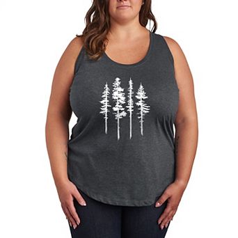 Plus Size Abstract Trees Racerback Tank Top