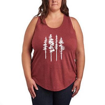Plus Size Abstract Trees Racerback Tank Top
