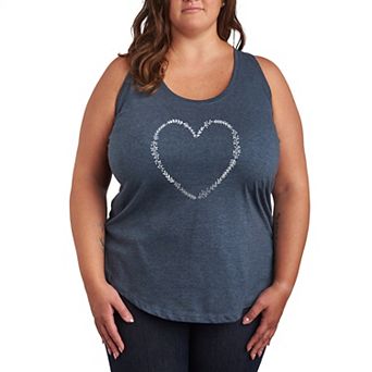 Plus Size Floral Heart Outline Racerback Tank Top