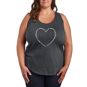 Plus Size Floral Heart Outline Racerback Tank Top