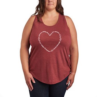 Plus Size Floral Heart Outline Racerback Tank Top