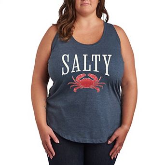 Plus Size Salty Crab Graphic Racerback Tank Top