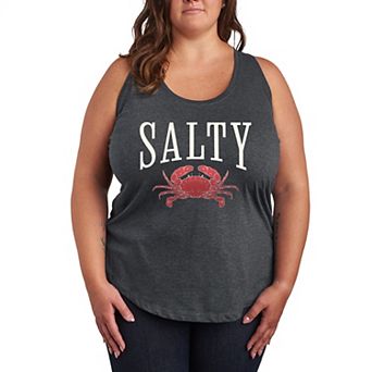 Plus Size Salty Crab Graphic Racerback Tank Top