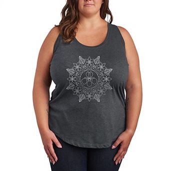 Plus Size Spring Floral Racerback Tank Top