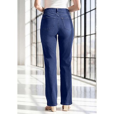 Roaman's Women's Plus Size 360º Stretch 5-Pocket Straight-Leg Pull-On Jean