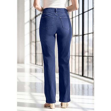Roaman's Women's Plus Size 360º Stretch 5-Pocket Straight-Leg Pull-On Jean