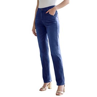 Roaman's Women's Plus Size 360º Stretch 5-Pocket Straight-Leg Pull-On Jean