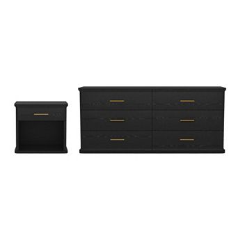 MANHATTAN COMFORT Clifford 2 pc Traditional Double Dresser & Nightstand Bedroom Set