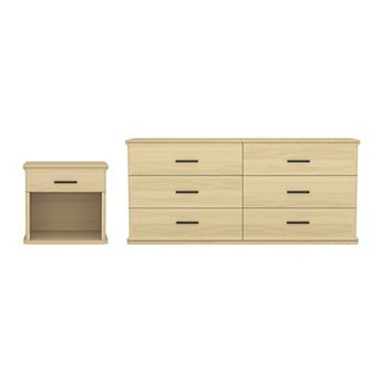 MANHATTAN COMFORT Clifford 2 pc Traditional Double Dresser & Nightstand Bedroom Set
