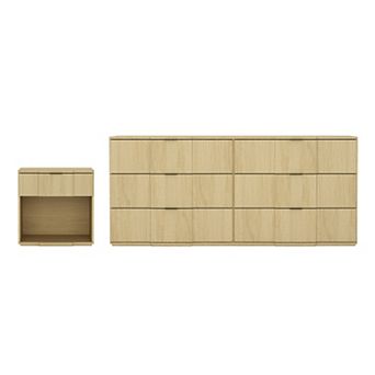 MANHATTAN COMFORT Clive 2 pc Mid-Century Modern Dresser & Nightstand Set