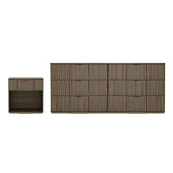 MANHATTAN COMFORT Clive 2 pc Mid-Century Modern Dresser & Nightstand Set