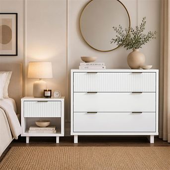 MANHATTAN COMFORT Elara 2 pc Contemporary Dresser and Nightstand Bedroom Set