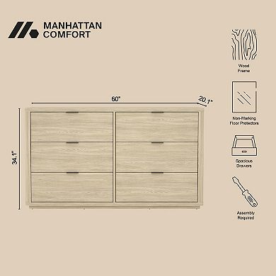 MANHATTAN COMFORT Evelyn 2-Piece Modern Double Dresser & Nightstand Bedroom Set