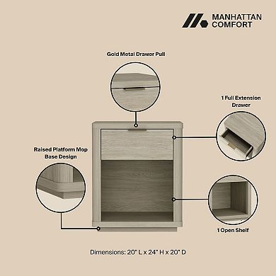 MANHATTAN COMFORT Evelyn 2-Piece Modern Double Dresser & Nightstand Bedroom Set