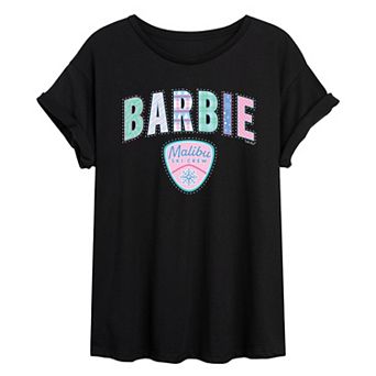 Juniors' Barbie Malibu Ski Crew Oversized Tee