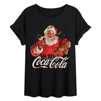 Juniors' Coca-Cola Santa Claus Oversized Tee